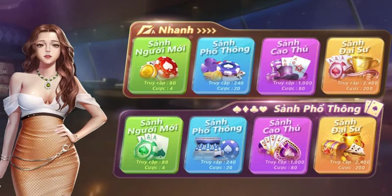 Nhà cái bố trí nhiều cấp độ chơi Game Bài khác nhau